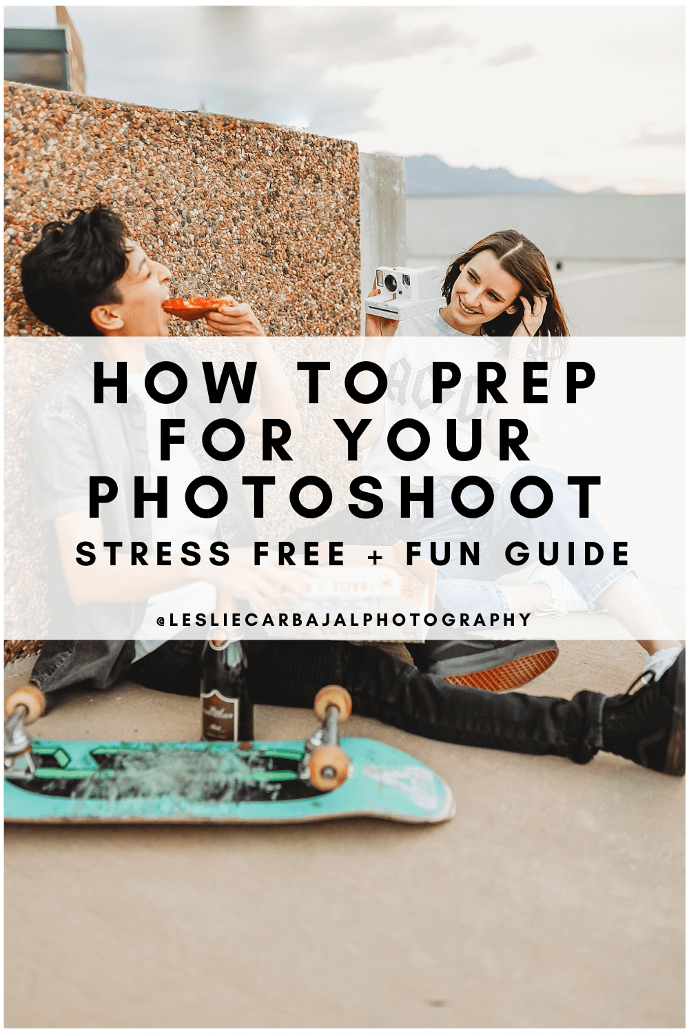 tips for a stress free photoshoot, couple eating pizza on rooftop, lgbtq couple photos