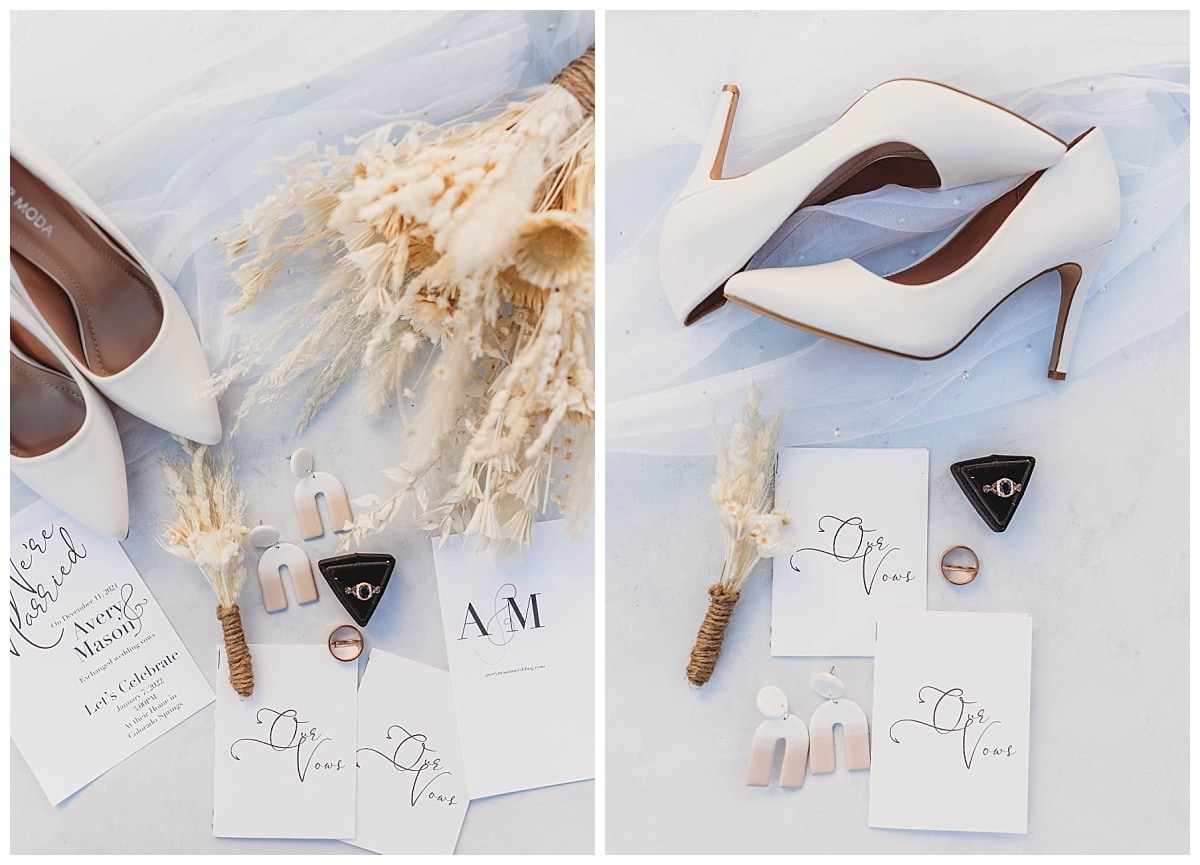 white wedding shoes, veil and wedding shoes, elopement day details, city hall elopement details