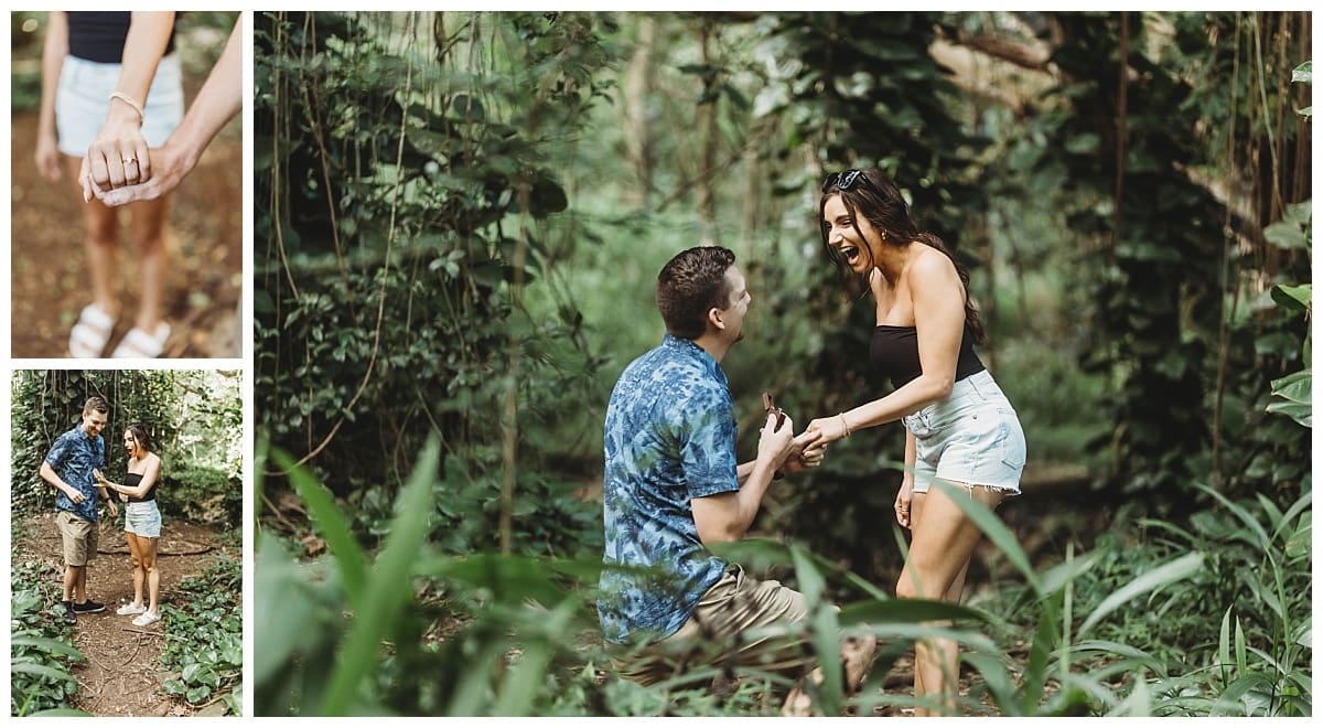 boyfriend propsing to girlfriend, shocked girlfriend during surprise proposal, she said yes, surprise proposal in oahu