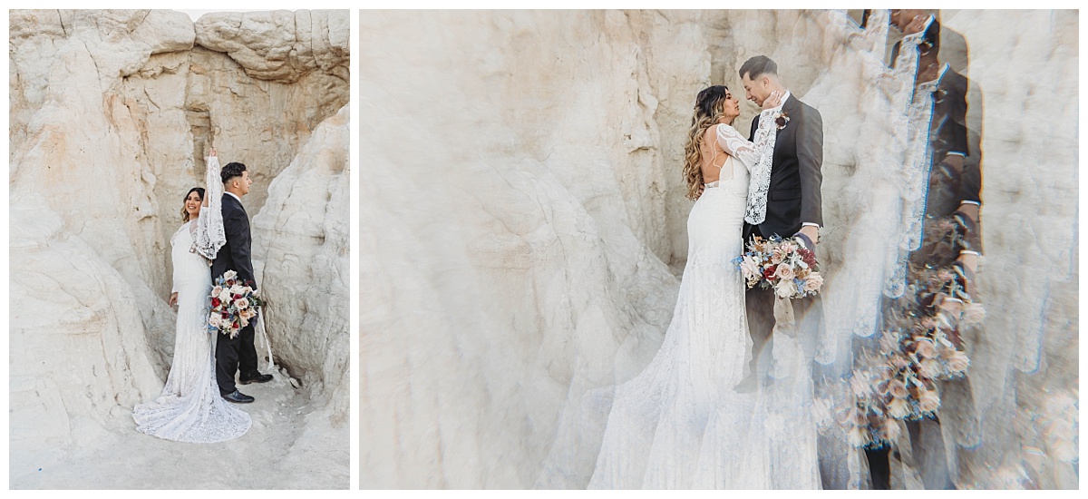 paint mines elopement, colorado springs wedding locations, colorado springs elopement, couple getting married with white rocks