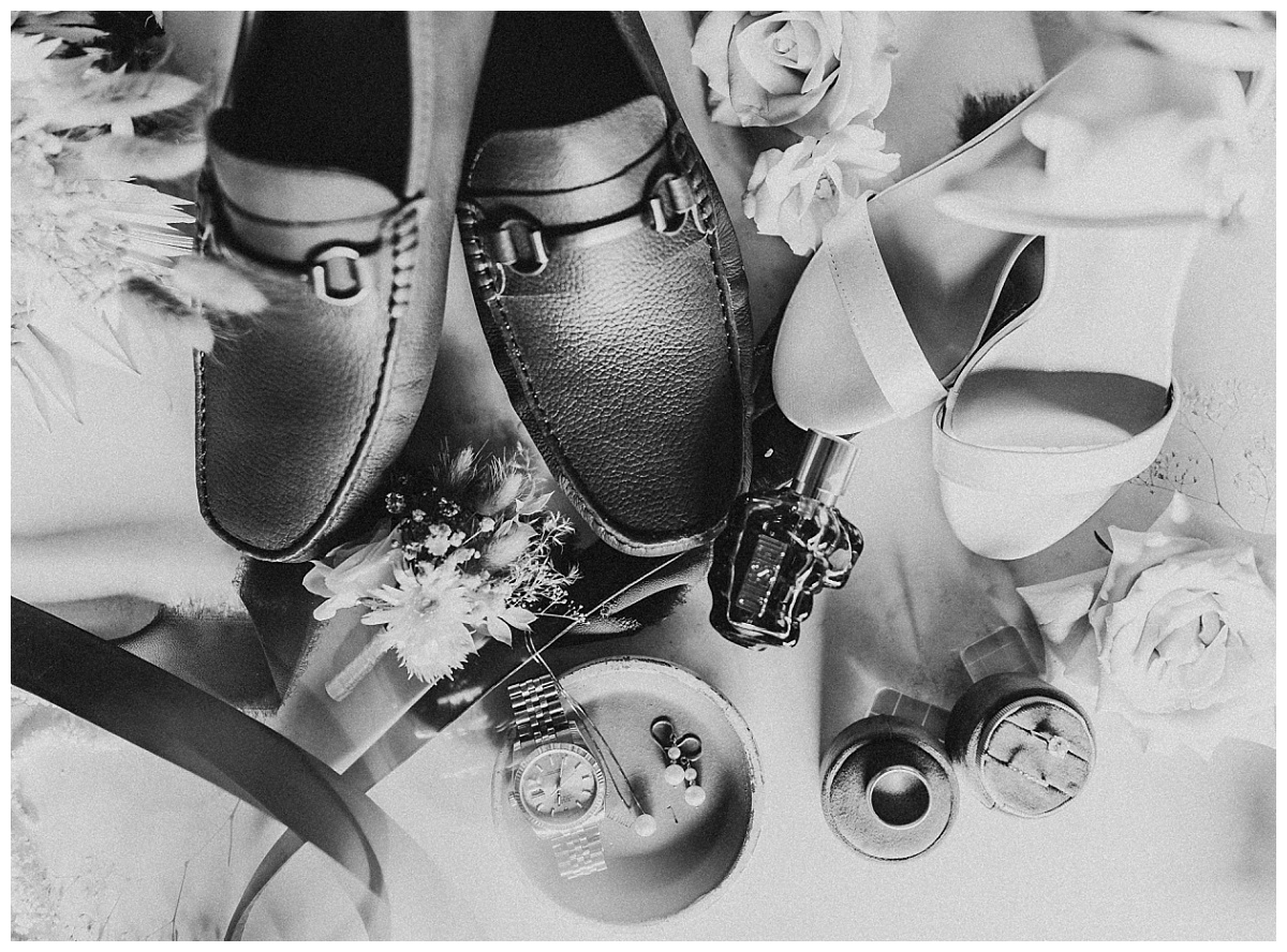 bride and groom wedding details, black and white details, boho wedding details, boho wedding