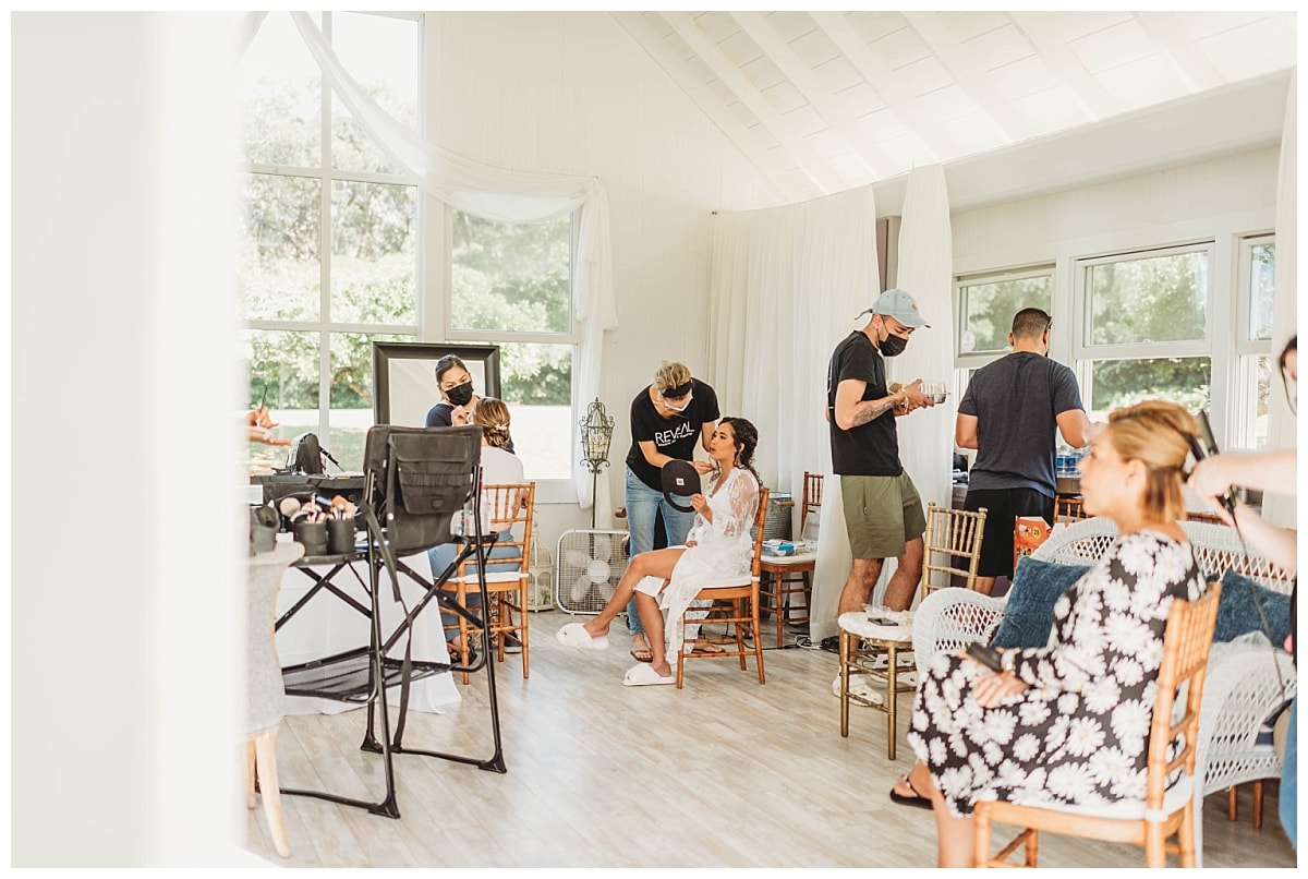 reveal hair and make up hawai, sunset ranch getting ready, bride wedding suite, getting ready suite