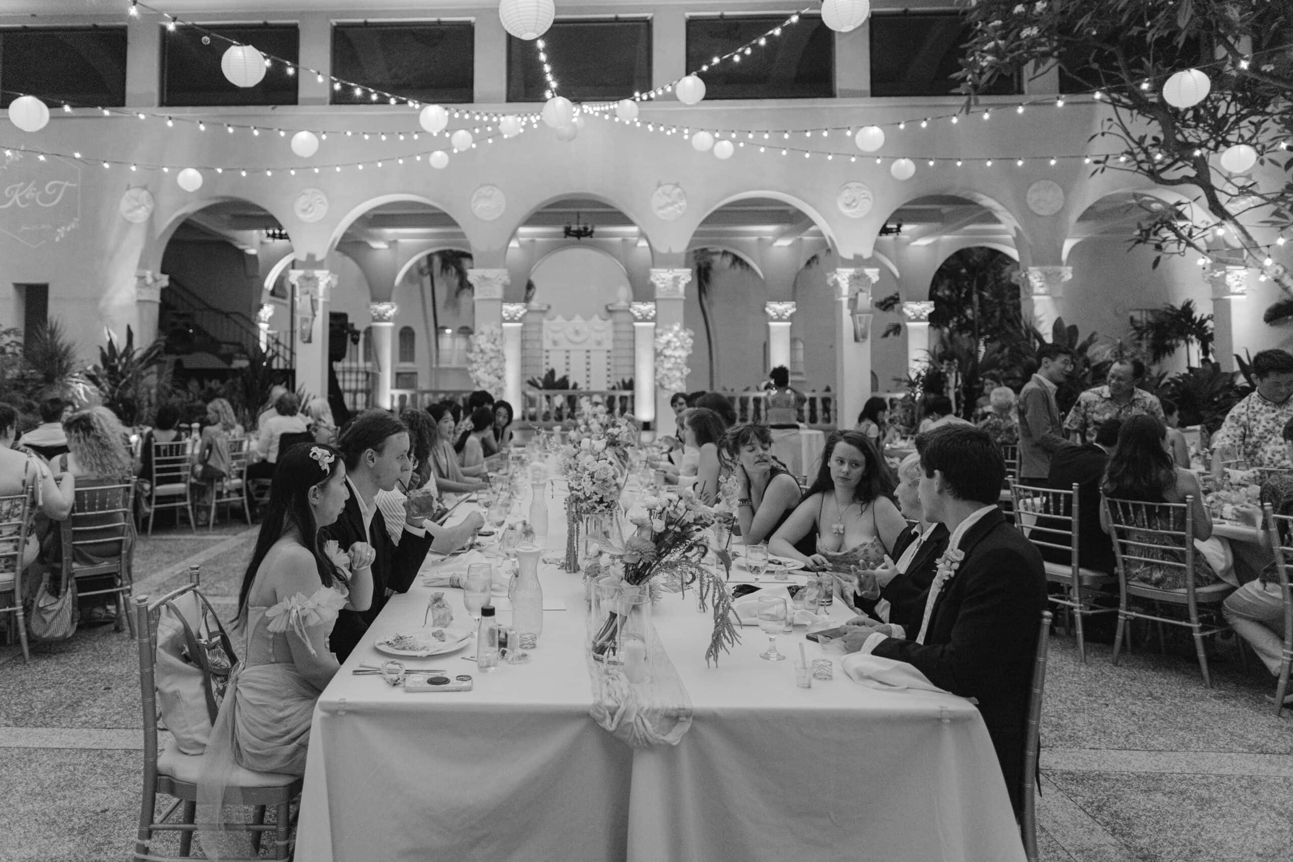 An intimate wedding reception at an Oahu wedding venue