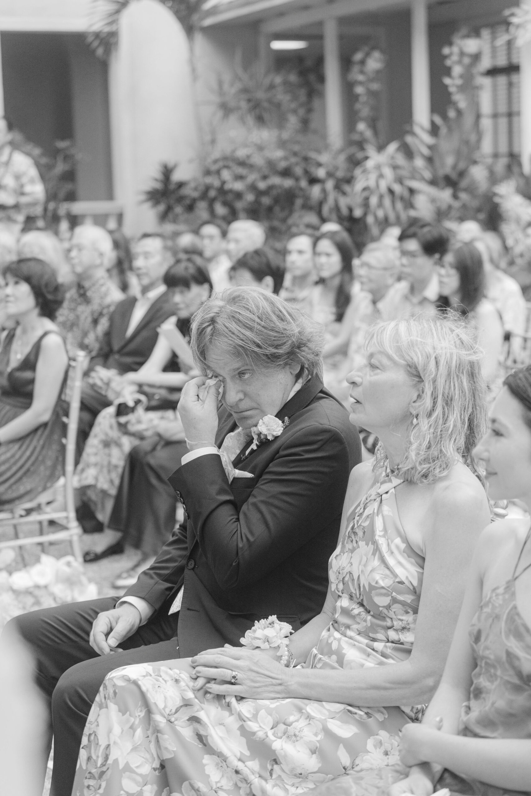 Wedding guests watching a wedding ceremony