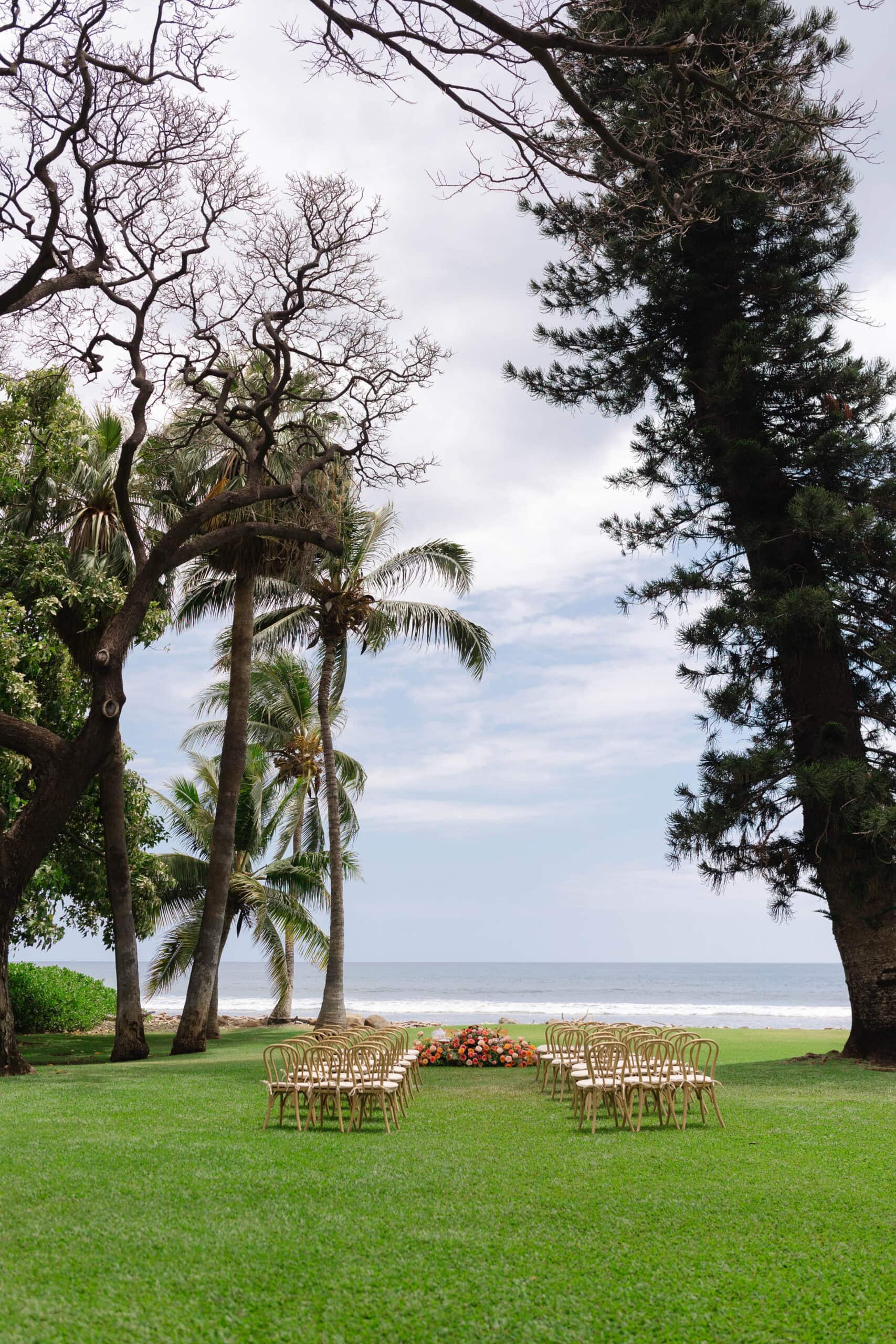 A wedding ceremony setup at Olowalu Plantation House