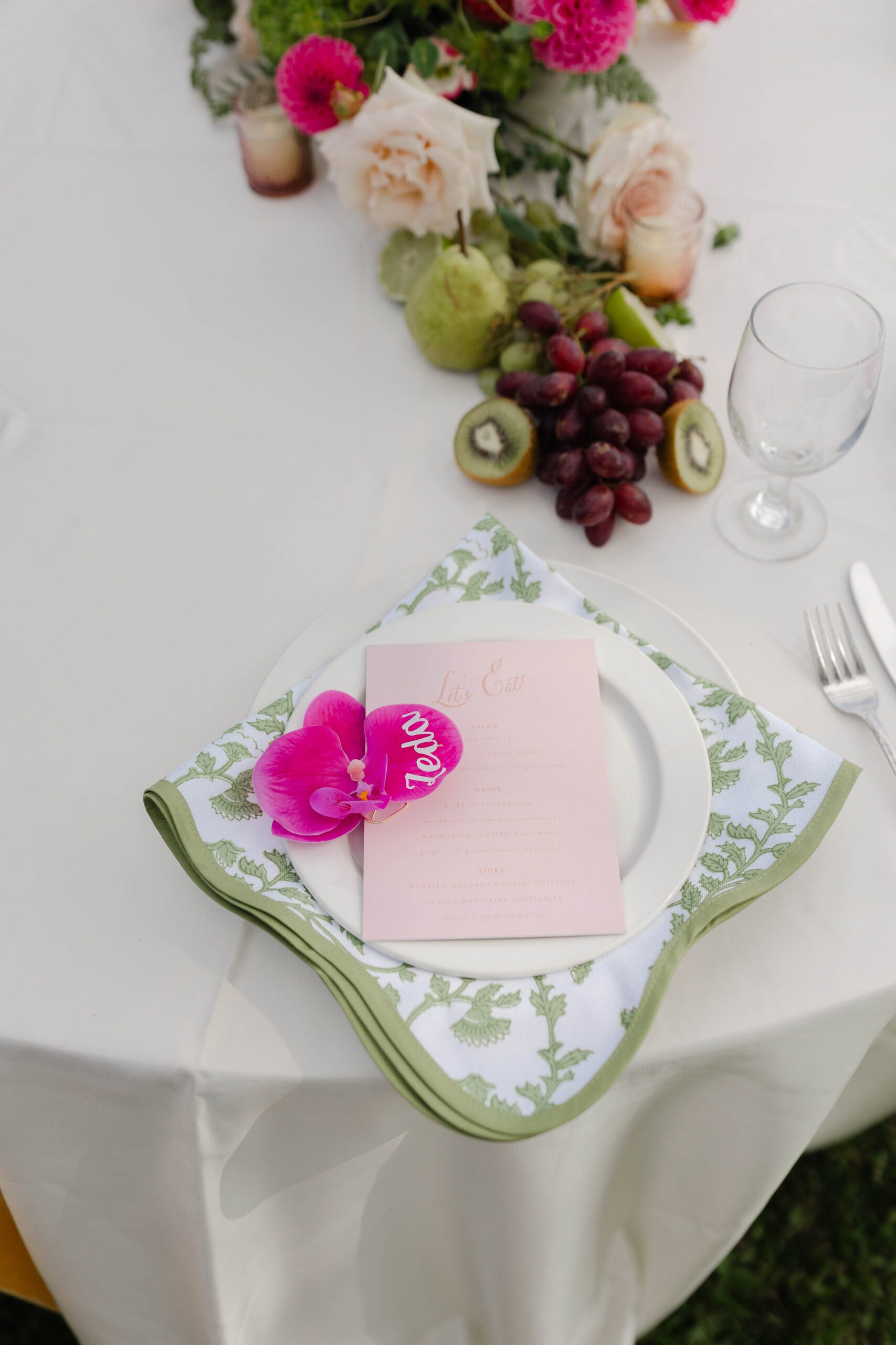 Wedding decor from a pink wedding at Olowalu Plantation House