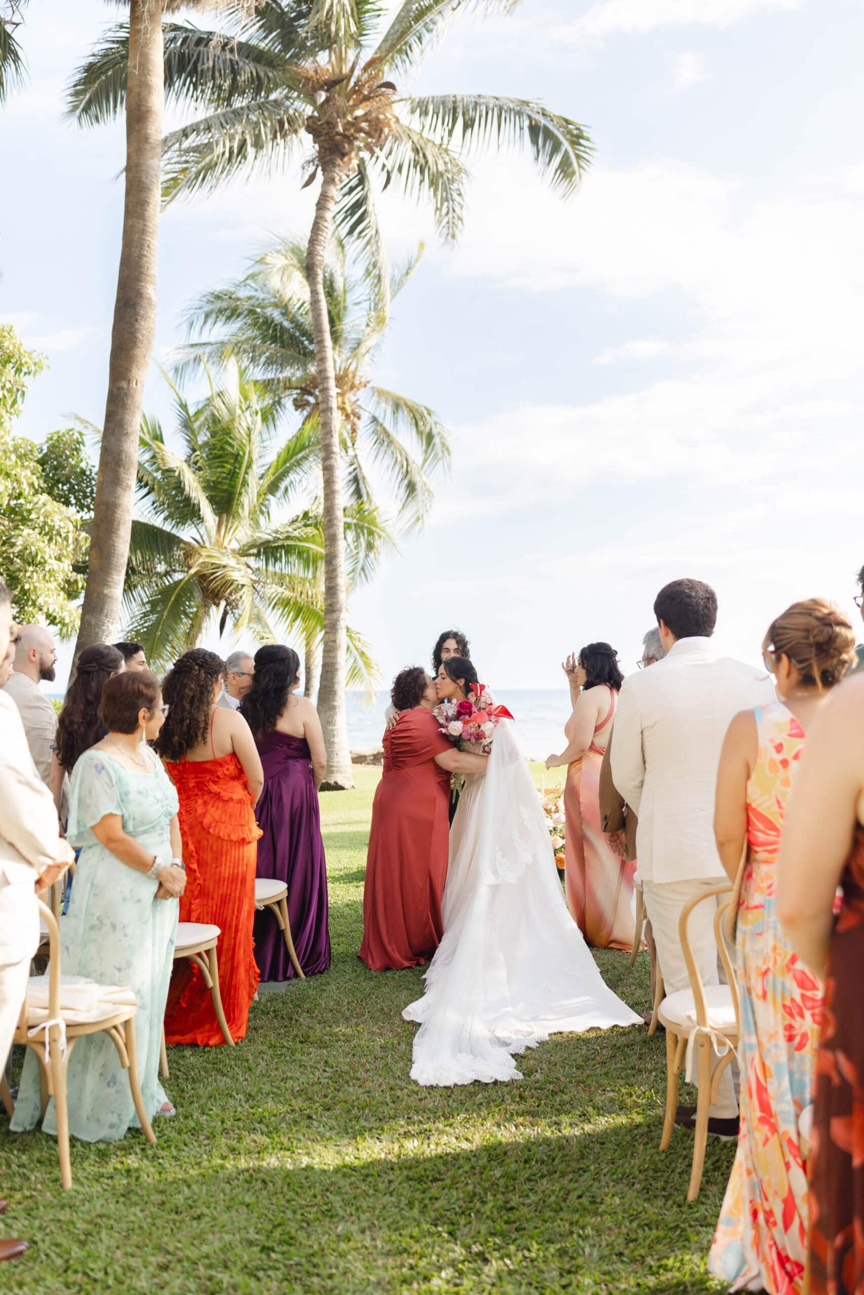 A bride walking down the aisle