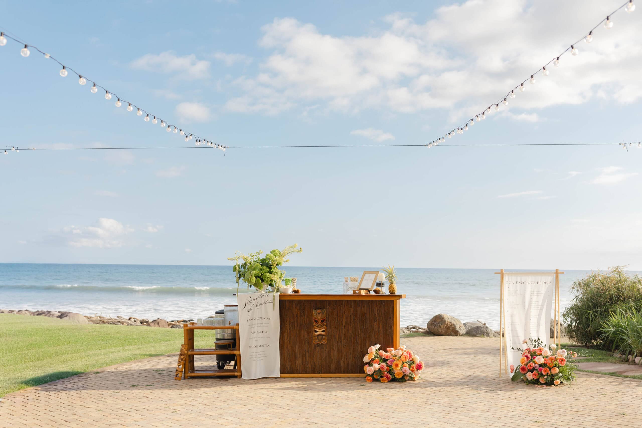 A wedding reception setup at Olowalu Plantation House