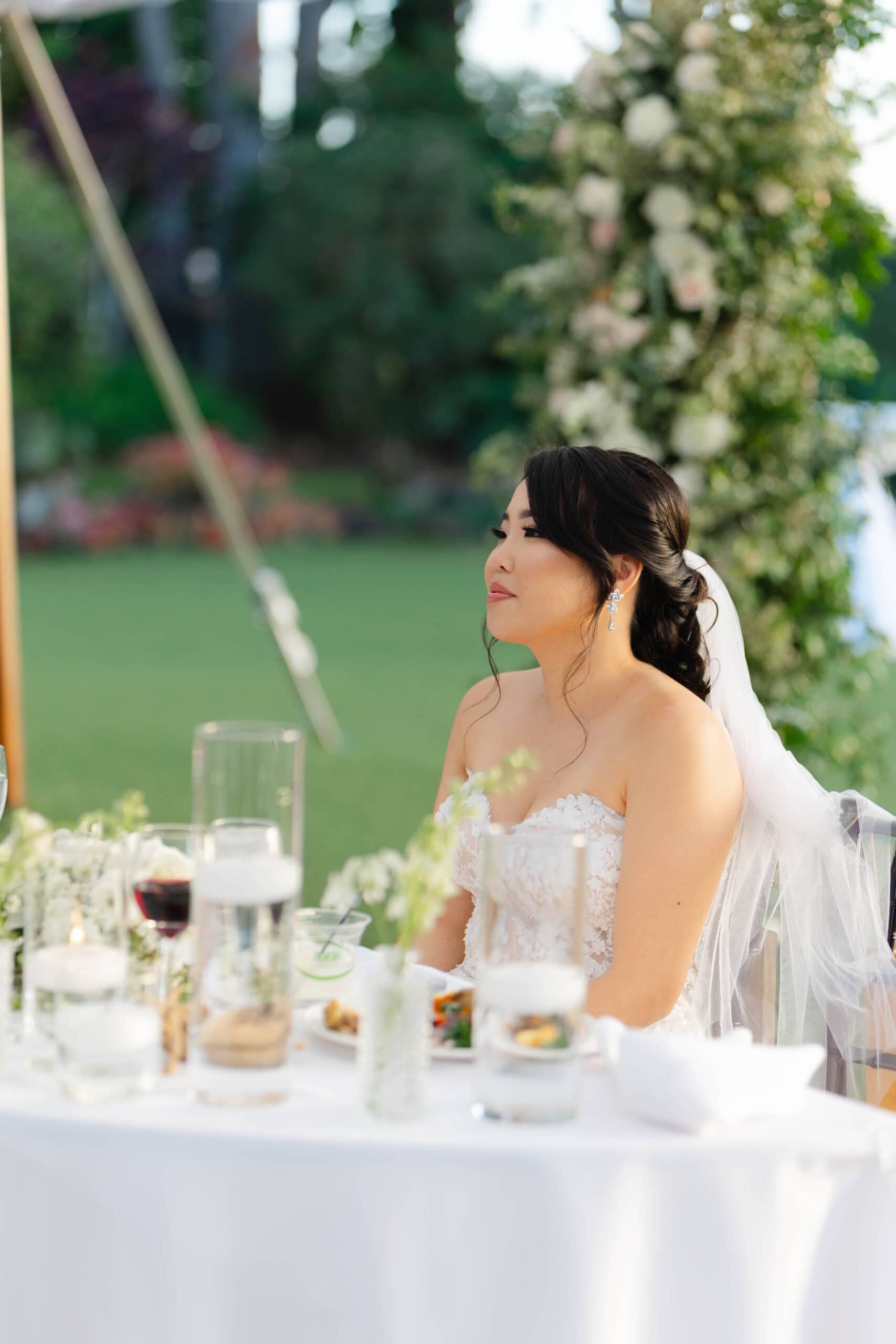 A bride at a wedding reception
